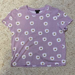 XS Womens Purple Flower Cropped T-shirt!